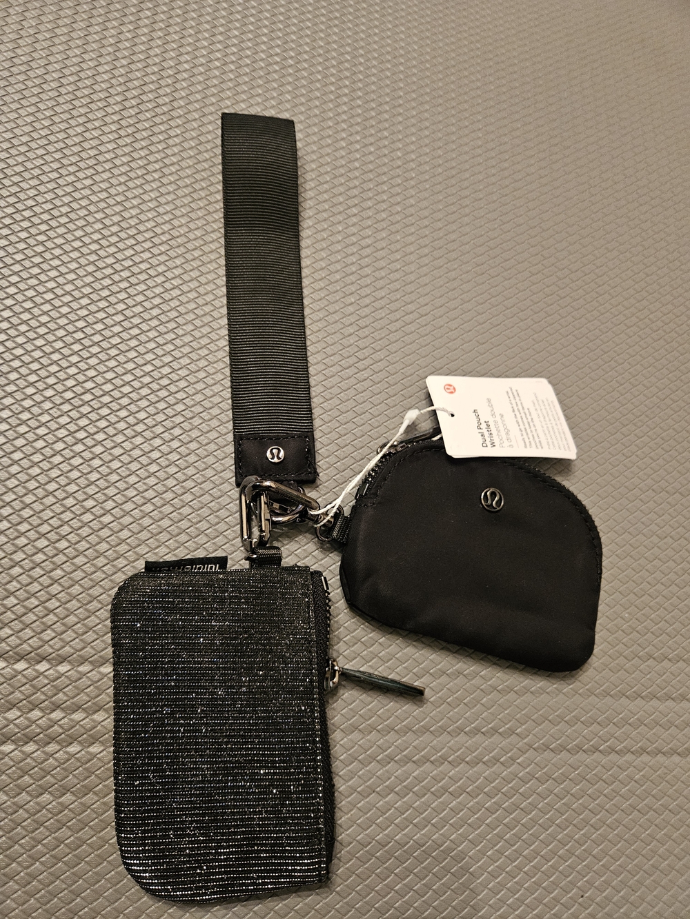 lululemon athletica Black & Sparkle Wristlet Card Case & Coin Pouch